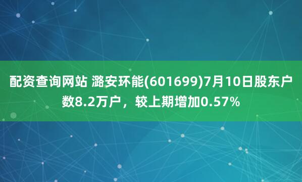 配资查询网站 潞安环能(601699)7月10日股东户数8.2万户，较上期增加0.57%